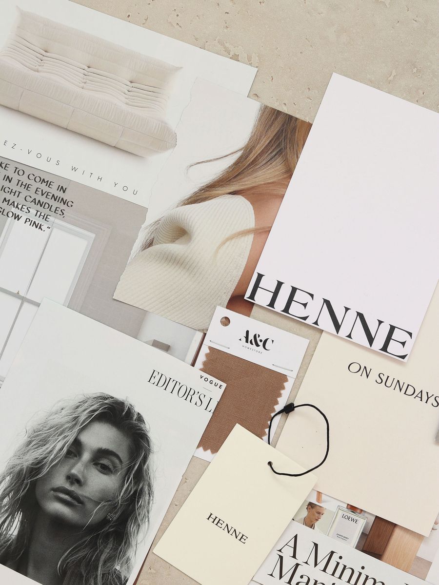 A brand board laid out during a profile and content audit